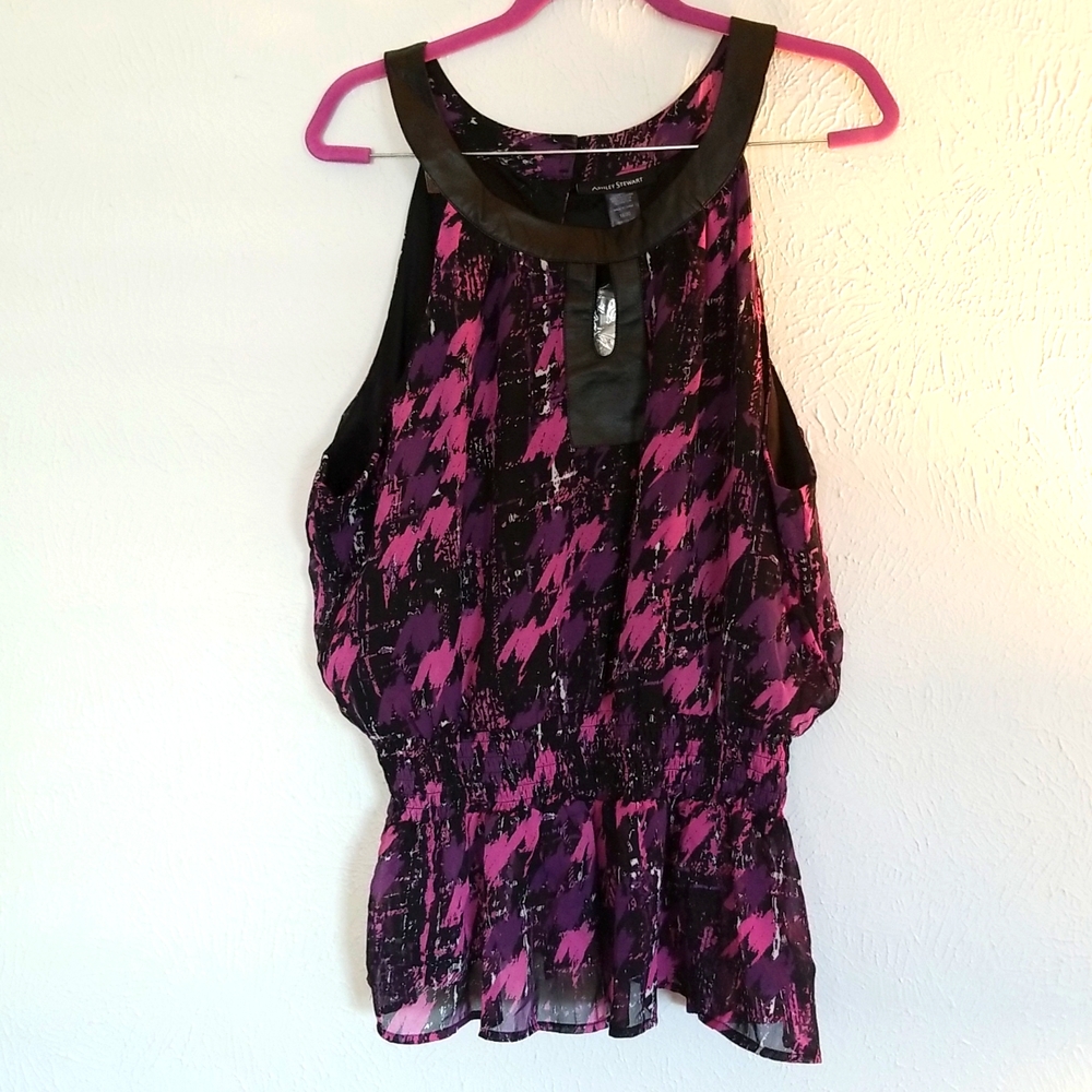 Purple, Pink and Black Keyhole Halter Blouse